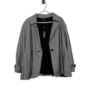 Talbots One Button Black & White Micro Check Lined Blazer Jacket Women’s 24W